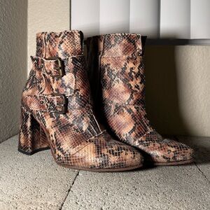 Freebird Joey Snakeskin Ankle Boots